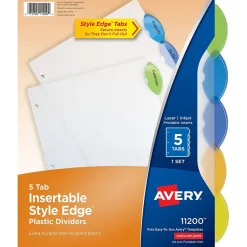 Avery Style Edge Insertable Plastic Dividers, 5-Tab, Assorted, 120/Carton Sale