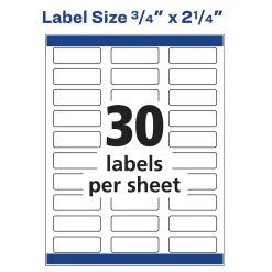Avery Sure Feed Inkjet Return Address Labels, 3/4