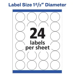 Avery Sure Feed Laser Round Labels, 1-2/3