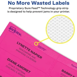 Avery Sure Feed Laser/Inkjet ID Labels, 3-1/3" x 4", Assorted Neon, 72 Labels/Pack (6482) Sale