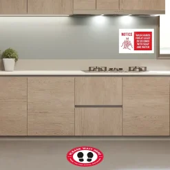 Social Distance Signage<Avery Surface Safe "Wash Hands" Preprinted Wall Decals, 7" x 10", White/Red, 5/Pack (83175)