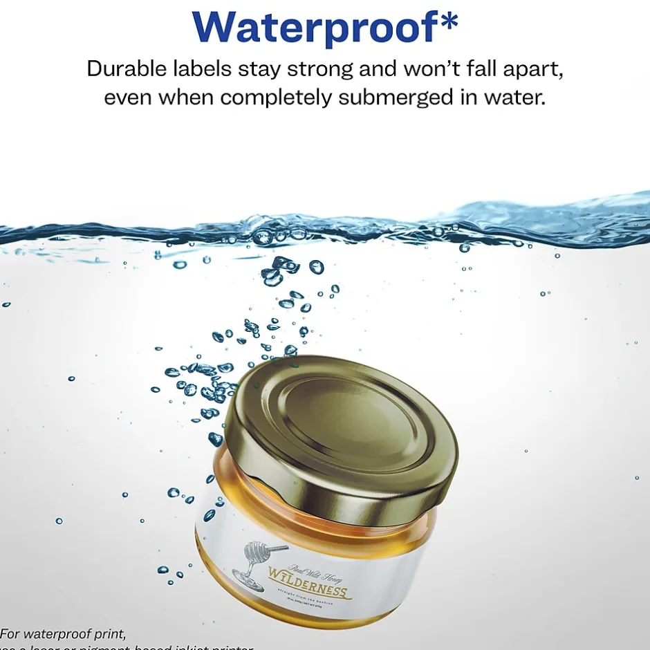 Avery Waterproof Laser/ Inkjet Wraparound Labels, 1.25" x 9.75", White, 40 Labels/Pack (22845) Outlet