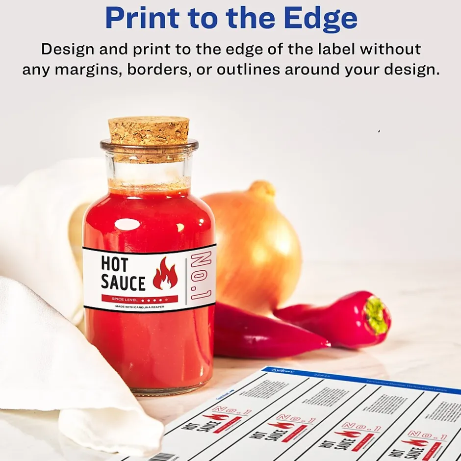 Avery Waterproof Laser/ Inkjet Wraparound Labels, 1.25" x 9.75", White, 40 Labels/Pack (22845) Outlet