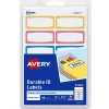 Avery Water-Resistant Laser/Inkjet ID Labels on 4" x 6" Sheets, 3/4" x 1-3/4", Assorted Border Colors, 60 Labels/Pack (41442) Hot