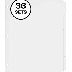 Avery Write & Erase Paper Dividers, 5 Tabs, White, 36 Sets/Box (11506) Discount