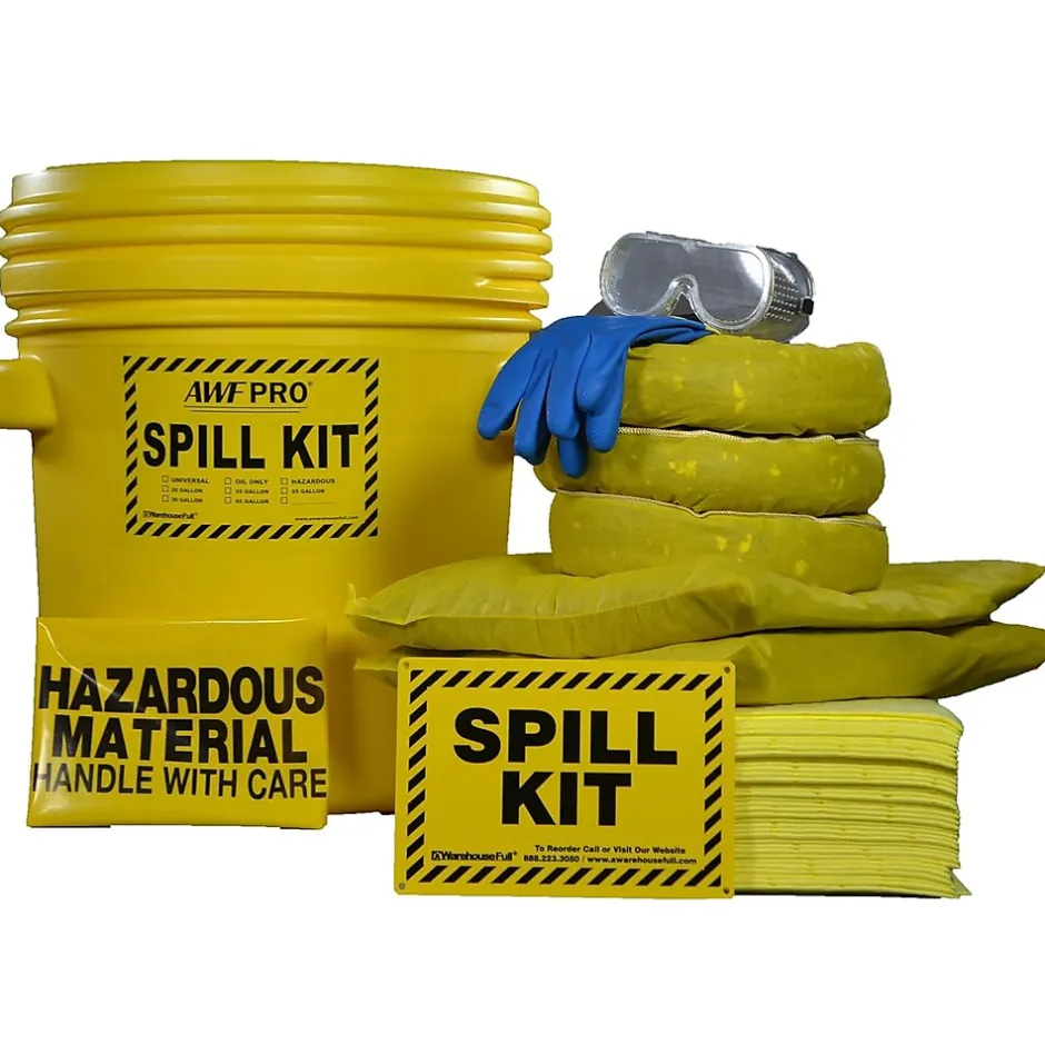 Sorbents & Spill Control<AWF Pro AWF Hazardous Spill Kit, 20 Gal, 54 pieces (KTSK 10214-RT)
