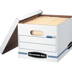Bankers Box® Bankers Box Easylift Corrugated File Storage Boxes, Lift-Off Lid, Letter/Letter Size, White/Blue, 12/Ct (0006301) Clearance