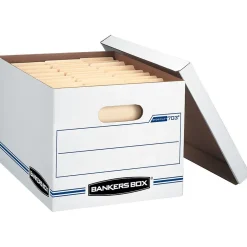 Bankers Box® Bankers Box Easylift Corrugated File Storage Boxes, Lift-Off Lid, Letter/Letter Size, White/Blue, 12/Ct (0006301) Clearance