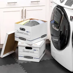 Bankers Box® Bankers Box Easylift Corrugated File Storage Boxes, Lift-Off Lid, Letter/Letter Size, White/Blue, 12/Ct (0006301) Clearance