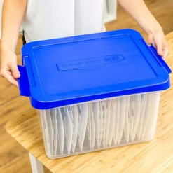 Bankers Box® Bankers Box Heavy Duty Locking File Totes, Letter/Legal Size, Blue/Clear (0086201)