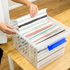 Bankers Box® Bankers Box Heavy Duty Locking File Totes, Letter/Legal Size, Blue/Clear (0086201)