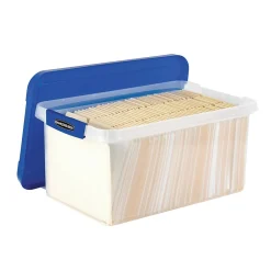Bankers Box® Bankers Box Heavy-Duty Latch Lid Plastic File Box, Letter Size, Blue/Clear, Each (86101)