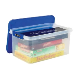 Bankers Box® Bankers Box Heavy-Duty Latch Lid Plastic File Box, Letter Size, Blue/Clear, Each (86101)