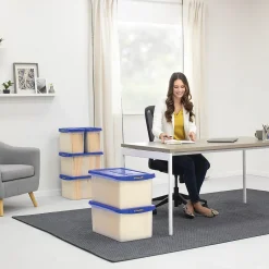 Bankers Box® Bankers Box Heavy-Duty Latch Lid Plastic File Box, Letter Size, Blue/Clear, Each (86101)