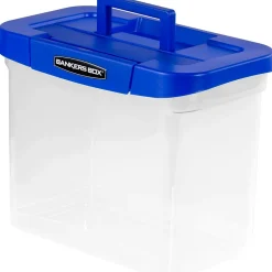 Bankers Box® Bankers Box Heavy-Duty Plastic Portable File Storage Box, Letter Size, Blue/Clear (0086301) Hot