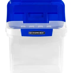 Bankers Box® Bankers Box Heavy-Duty Plastic Portable File Storage Box, Letter Size, Blue/Clear (0086301) Hot