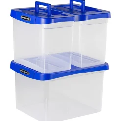Bankers Box® Bankers Box Heavy-Duty Plastic Portable File Storage Box, Letter Size, Blue/Clear (0086301) Hot