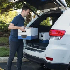Bankers Box® Bankers Box Liberty Heavy-Duty Corrugated File Storage Boxes, String & Button, Letter Size, White/Blue, 12/Carton (00011) Clearance