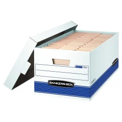 Bankers Box® Bankers Box Medium-Duty Corrugated File Storage Boxes, Lift-Off Lid, Letter Size, White/Blue, 20/Carton (0070110) Best