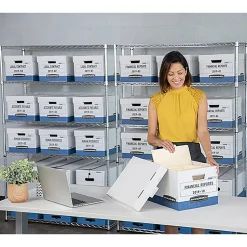 Bankers Box® Bankers Box Medium-Duty Corrugated File Storage Boxes, Lift-Off Lid, Letter Size, White/Blue, 20/Carton (0070110) Best