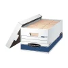 Bankers Box® Medium-Duty Corrugated File Storage Boxes, Lift-Off Lid, Letter Size, White/Blue, 4/Carton (007014) Best