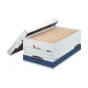 Bankers Box® Bankers Box Medium-Duty FastFold Corrugated File Storage Boxes, 24" Lift-Off Lid, Legal Size, White/Blue, 12/Carton (00702) Clearance