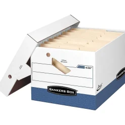 Bankers Box® Bankers Box Presto Heavy-Duty Instant Assembly File Storage Boxes, Lift-Off Lid, Letter/Legal Size, 4/Pack (0063602) New