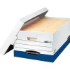 Bankers Box® Bankers Box Presto Heavy-Duty Instant Assembly File Storage Boxes, Lift-Off Lid, Legal Size, White/Blue, 12/Carton (0063201)