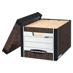 Bankers Box® Bankers Box R-Kive® Heavy-Duty FastFold File Storage Boxes, Lift-Off Lid, Letter/Legal Size, Woodgrain, 12/Carton (00725) Discount
