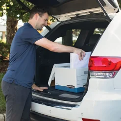 Bankers Box® Bankers Box R-Kive® Heavy-Duty FastFold File Storage Boxes, Lift-Off Lid, Letter/Legal Size, White/Blue, 12/Carton (07243) Discount
