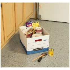 Bankers Box® Bankers Box R-Kive® Heavy-Duty FastFold File Storage Boxes, Lift-Off Lid, Letter/Legal Size, White/Blue, 12/Carton (07243) Discount