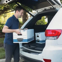 Bankers Box® Bankers Box Stor/File Medium-Duty FastFold File Storage Boxes, String & Button, Letter/Legal Size, White/Blue, 12/Carton (00025) Best