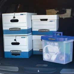 Bankers Box® Bankers Box Stor/File Medium-Duty FastFold File Storage Boxes, String & Button, Letter/Legal Size, White/Blue, 12/Carton (00025) Best