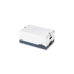Bankers Box® Bankers Box Stor/File Medium-Duty FastFold File Storage Boxes, String & Button, Legal Size, White/Blue, 4/Carton (0070503) Clearance