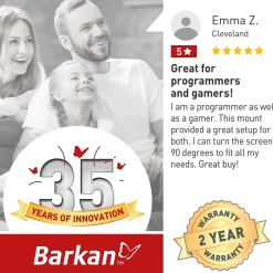 Barkan Adjustable Dual Arms, Up to 32