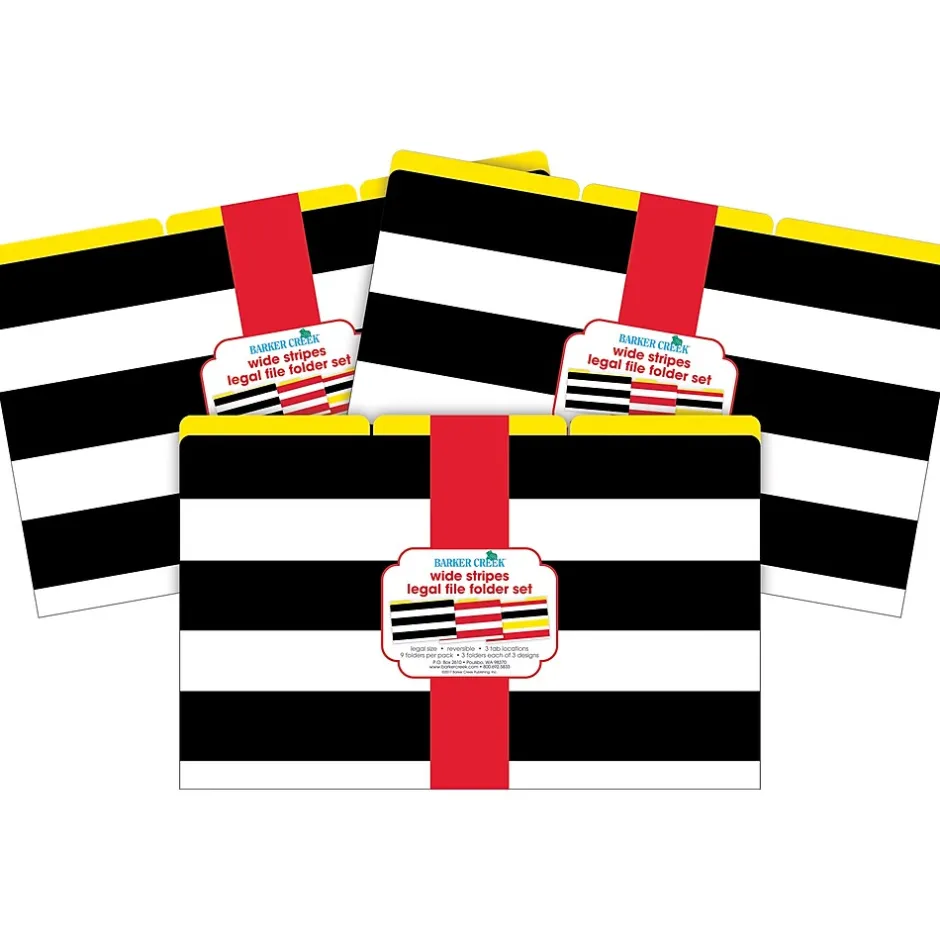 Barker Creek Buffalo Plaid & Wide Stripes Legal-Size File Folders, Multi-Design Set, 27/Set (BC3902) Hot