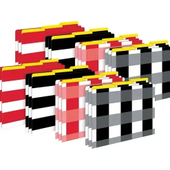 Barker Creek Buffalo Plaid & Wide Stripes File Folder, 1/3-Cut Tab, Letter Size, Assorted, 24/Set (4396) Clearance