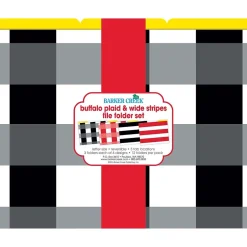 Barker Creek Buffalo Plaid & Wide Stripes Fashion File Folders, 3-Tab, Letter Size, Assorted, 12/Pack (BC1341) Hot