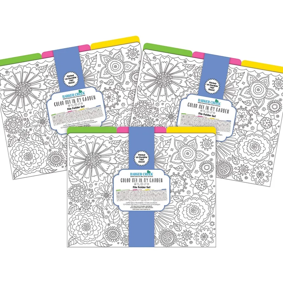 Barker Creek Color Me! File Folder Set, 1/3-Cut Tab, Letter Size, In My Garden, 36/Set (4387) Outlet
