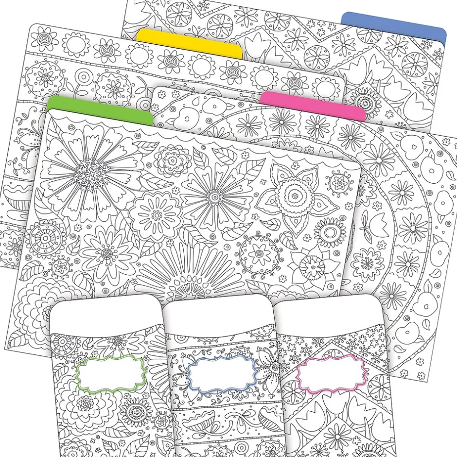 Barker Creek Color Me! Folder & Pocket Set, 1/3-Cut Tab, Letter Size, In My Garden, 42/Set (4409) Discount