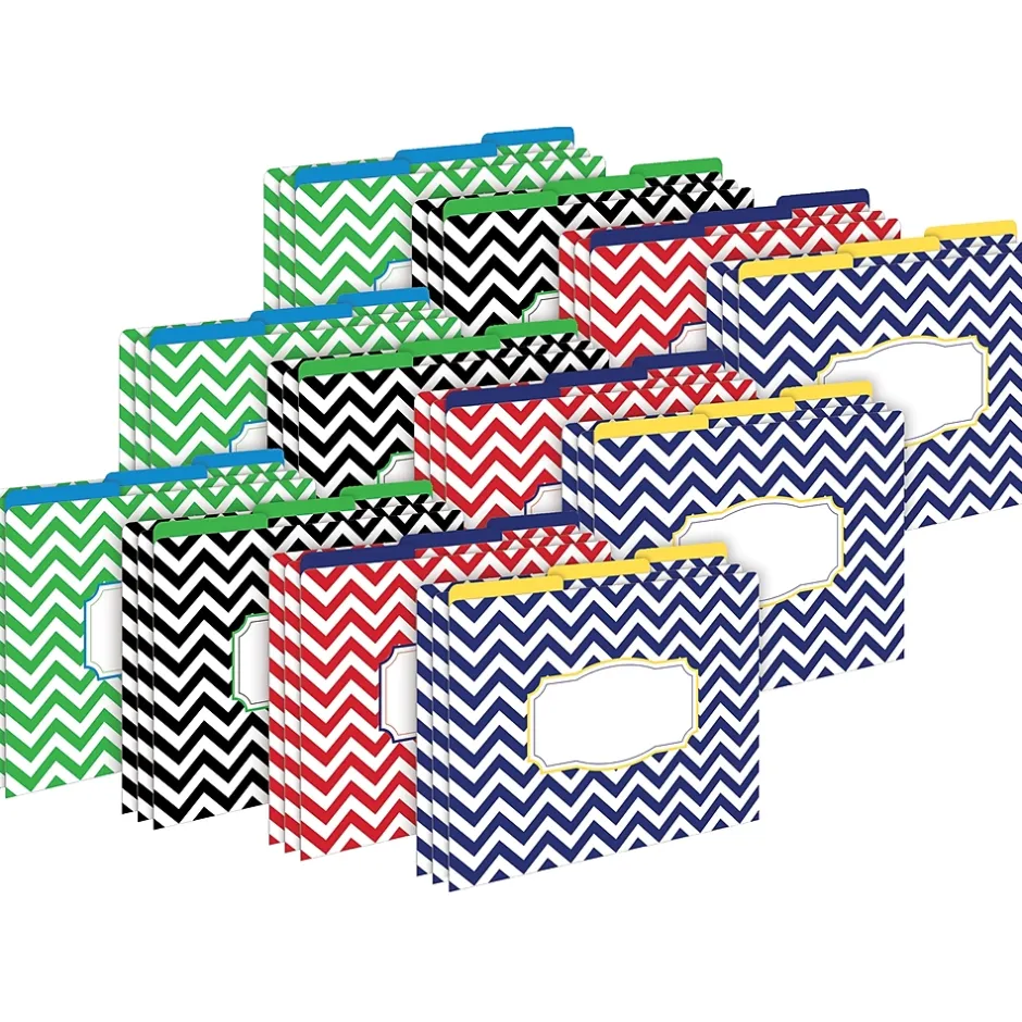 Barker Creek File Folder Set, 1/3-Cut Tab, Letter Size, Nautical Chevron, 36/Set (4385)
