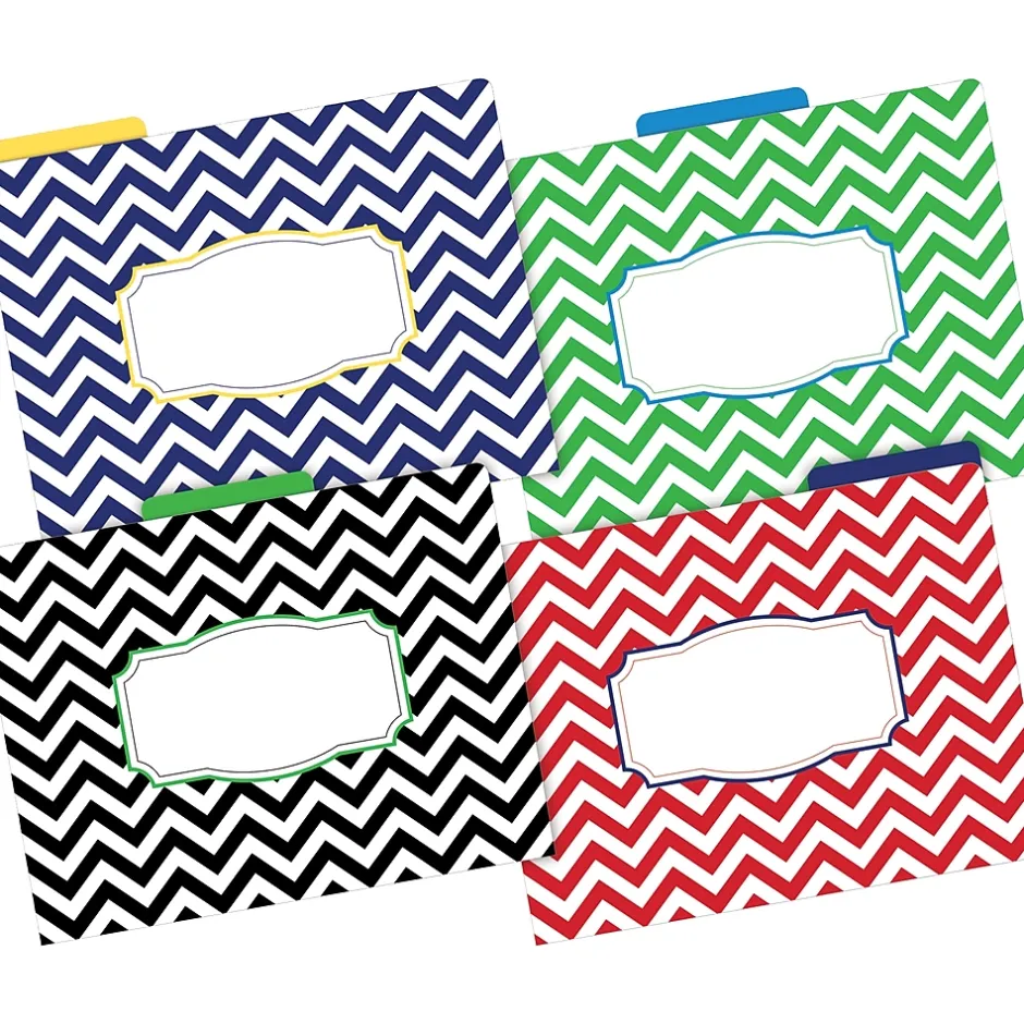 Barker Creek File Folder Set, 1/3-Cut Tab, Letter Size, Nautical Chevron, 36/Set (4385)