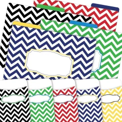 Barker Creek Folder & Pocket Set, 1/3-Cut Tab, Letter Size, Chevron Nautical, 42/Set (4416) Best