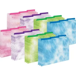 Barker Creek Tie-Dye and Ombré File Folders, 3-Tab, Letter Size, Assorted, 24/Set (4325) New
