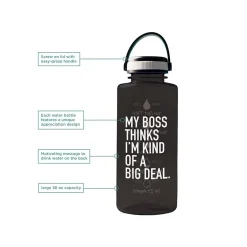 Water Bottles<Baudville Drink it Up! "Big Deal" Plastic Water Bottle, 36 oz., Black, 2/Pack (1396378P231)