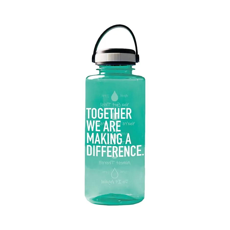 Water Bottles<Baudville Drink it Up! "Making a Difference" Plastic Water Bottle, 36 oz., Green, 2/Pack (1396376P231)