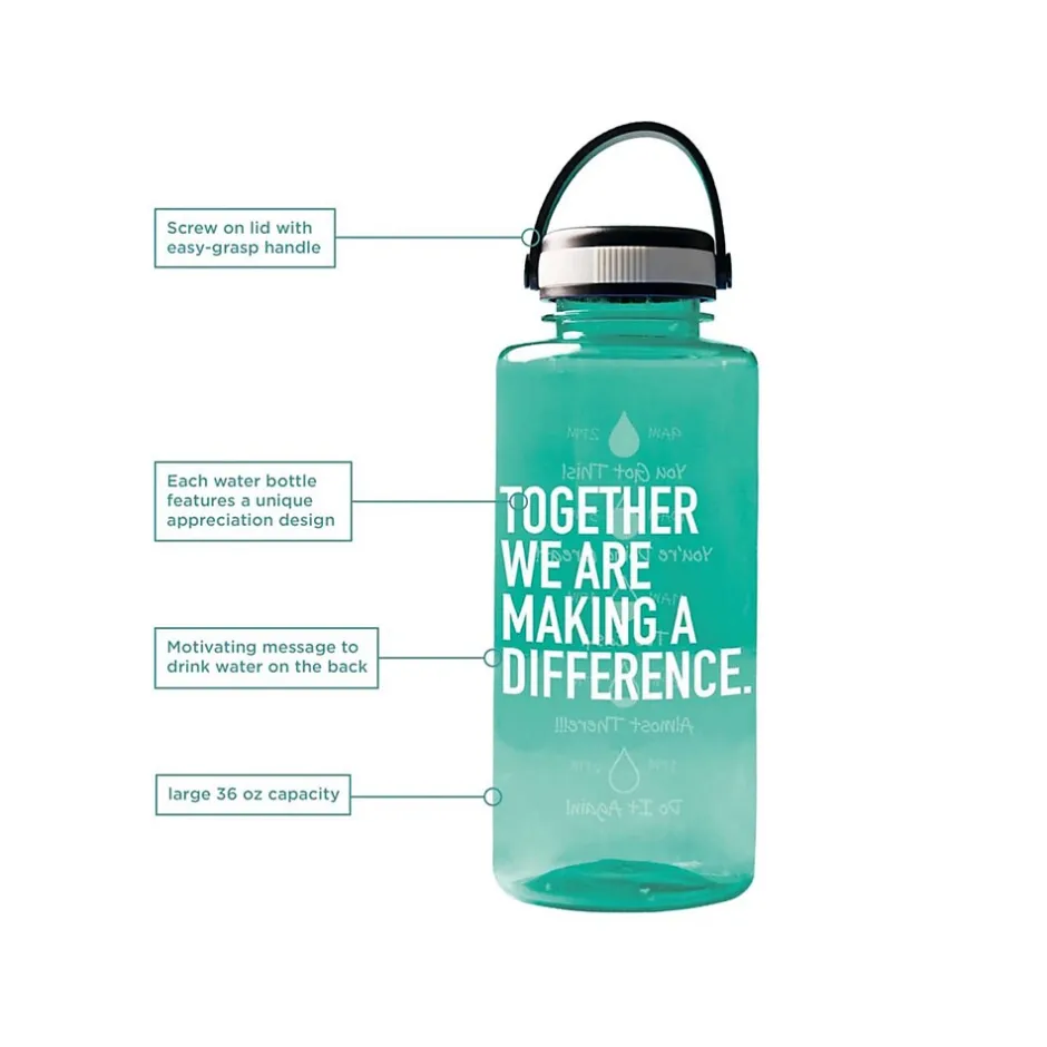 Water Bottles<Baudville Drink it Up! "Making a Difference" Plastic Water Bottle, 36 oz., Green, 2/Pack (1396376P231)