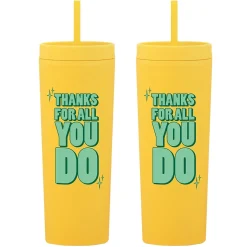 Baudville "Thanks For All You Do" Acrylic Double Wall Insulated, 17 oz., 2/Pack (1393295P231)