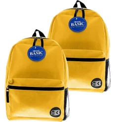 Backpacks<Bazic Basic Laptop Backpack, Medium, Mustard, 2/Pack (BAZ1042-2)