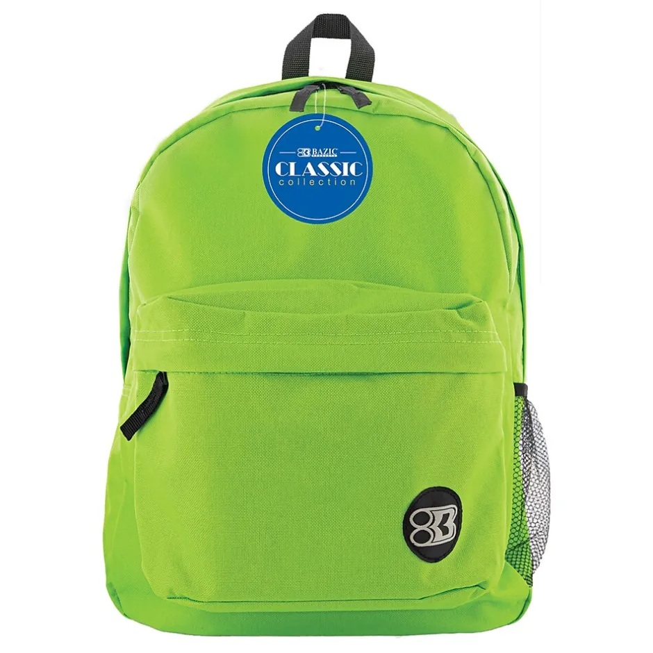 Bazic Products Classic Backpack, Lime Green, Pack of 2 (BAZ1054-2)